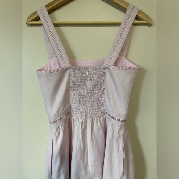 NEW Reformation Everett Linen Midi Dress Cherry Blossom Light Pink | US 0 UK 4 - Picture 8 of 14